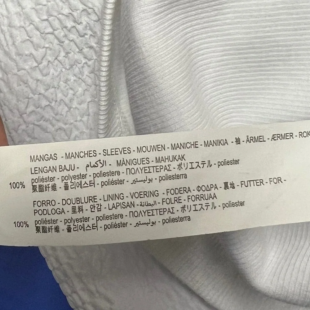 Zara Top Statement Ribbed Knit V‎ Neck White Puff Seersucker Sleeve Turkey L